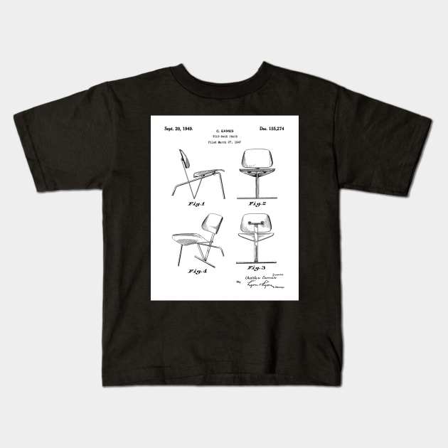 Eames Chair Patent - Designer Modern Design Art - White Kids T-Shirt by patentpress